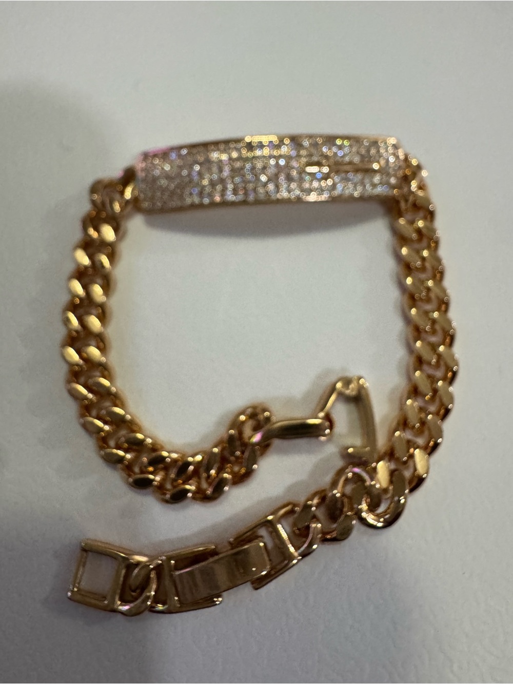 Gold-Tone Pavé ID Chain Bracelet